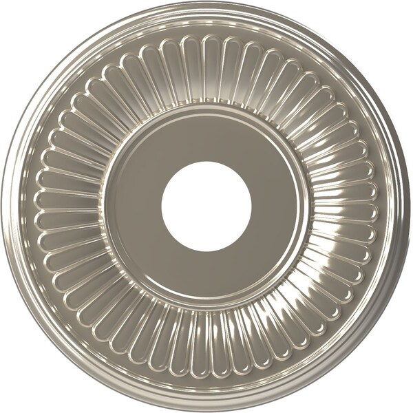 Ekena Millwork Berkshire PVC Ceiling Medallion (Fits Canopies up to 7"), Bright Coat Chrome, 16"OD x 3 1/2"ID x 1"P CMP16BEBCR - main